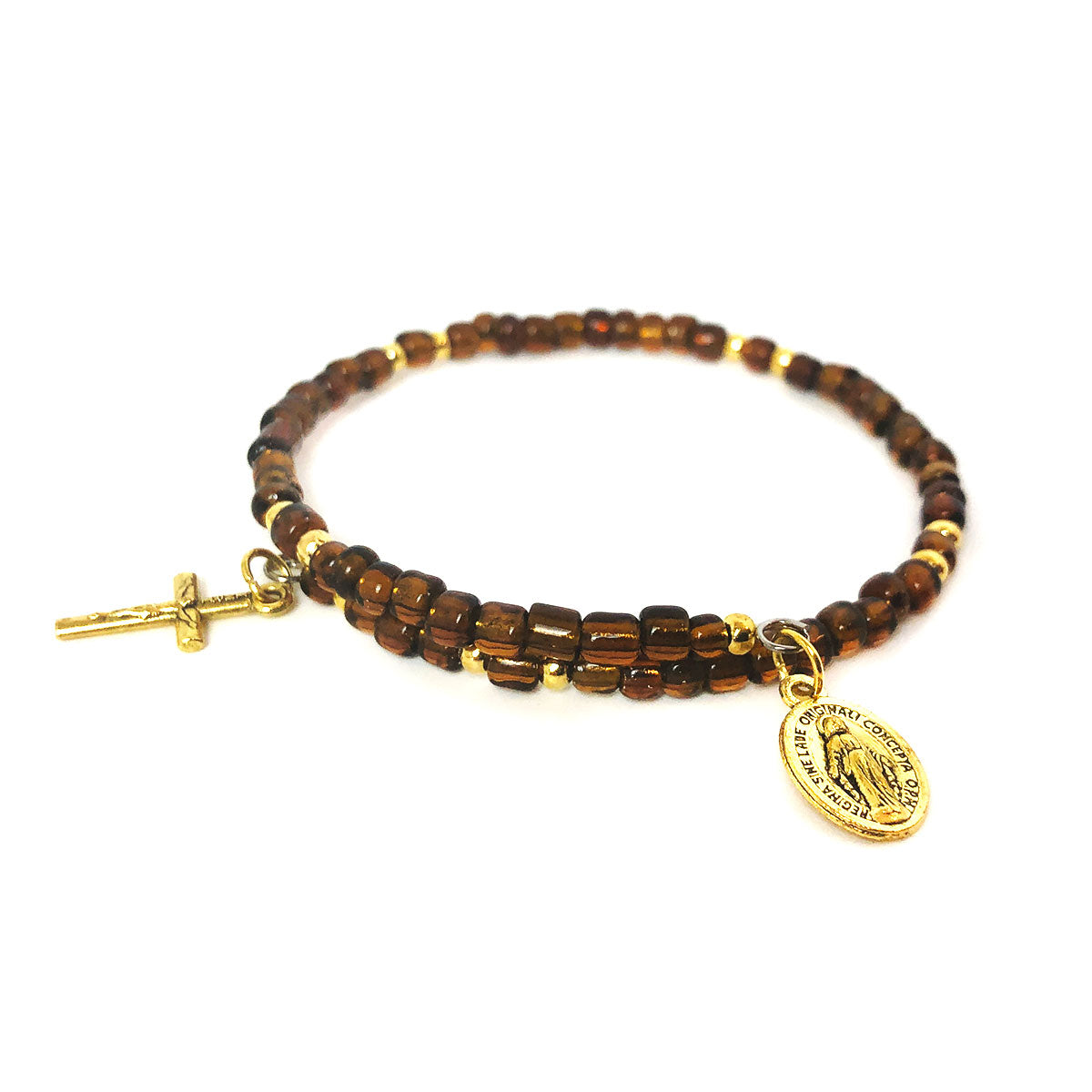 Miraculous Medal Necklace for Women Amethyst Layered Necklace with Rosary Bracelet Set by DALIA LORRAINE