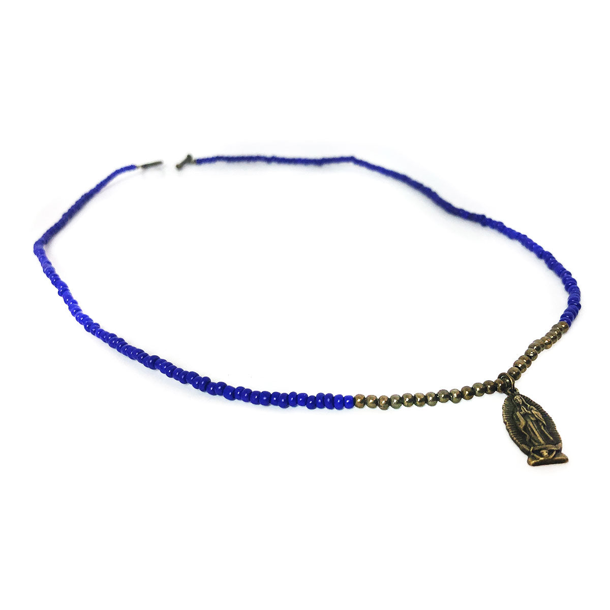 Our Lady of Guadalupe Necklace for Women Bead Necklace with Lapis Lazuli Stone Bead Bracelet with Crucifix Set by DALIA LORRAINE