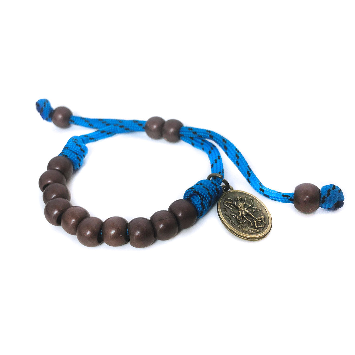 St. Michael Bronze and Blue Paracord Rosary and Rosary Bracelet Set by Catholic Heirlooms