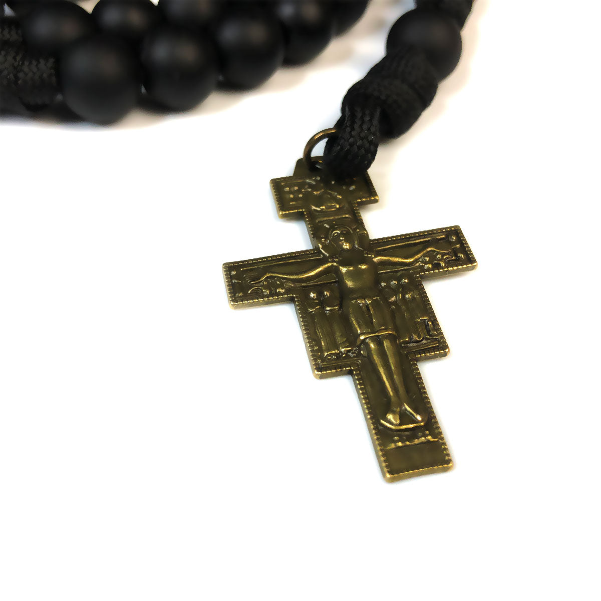 Catholic Heirlooms St. Benedict Black Onyx Stone Paracord Rosary - Men's Rosary