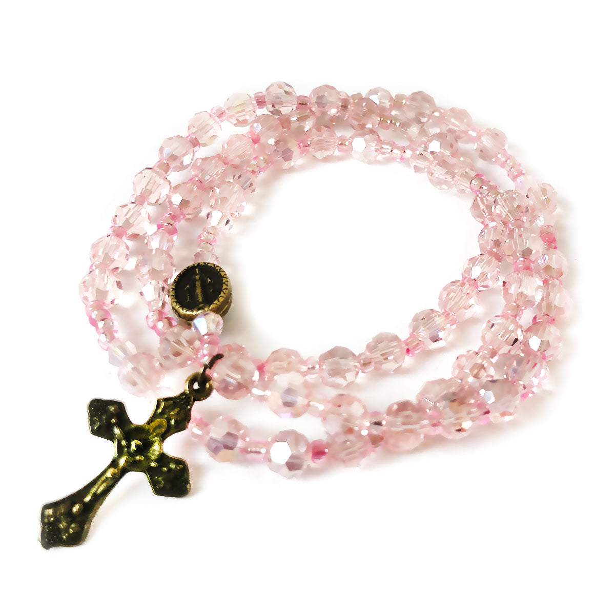 St. Therese the Little Flower Pink Crystal Red Rose Rosary and Bracelet Set by Catholic Heirlooms