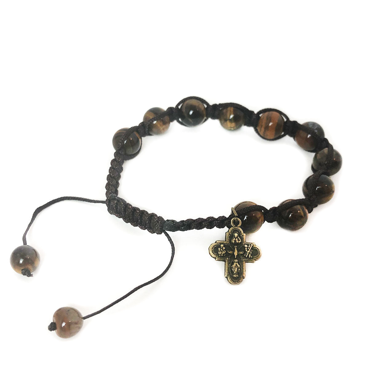 Tiger's Eye Stone Jesus Sermon On the Mount Rosary and Rosary Bracelet Set by Catholic Heirlooms