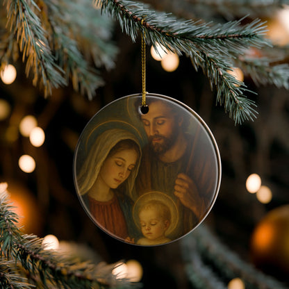 Nativity Holy Family Ceramic Christmas Ornament (2-Sided)
