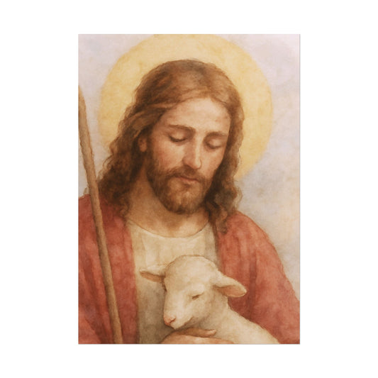 The Good Shepherd Watercolor Art – Catholic Rolled Poster | 5x7, 8x10, 11x14 Sizes