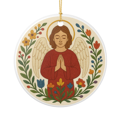 Guardian Angel Ceramic Christmas Ornament (2-Sided)