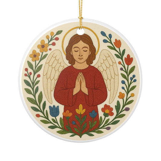 Guardian Angel Ceramic Christmas Ornament (2-Sided)