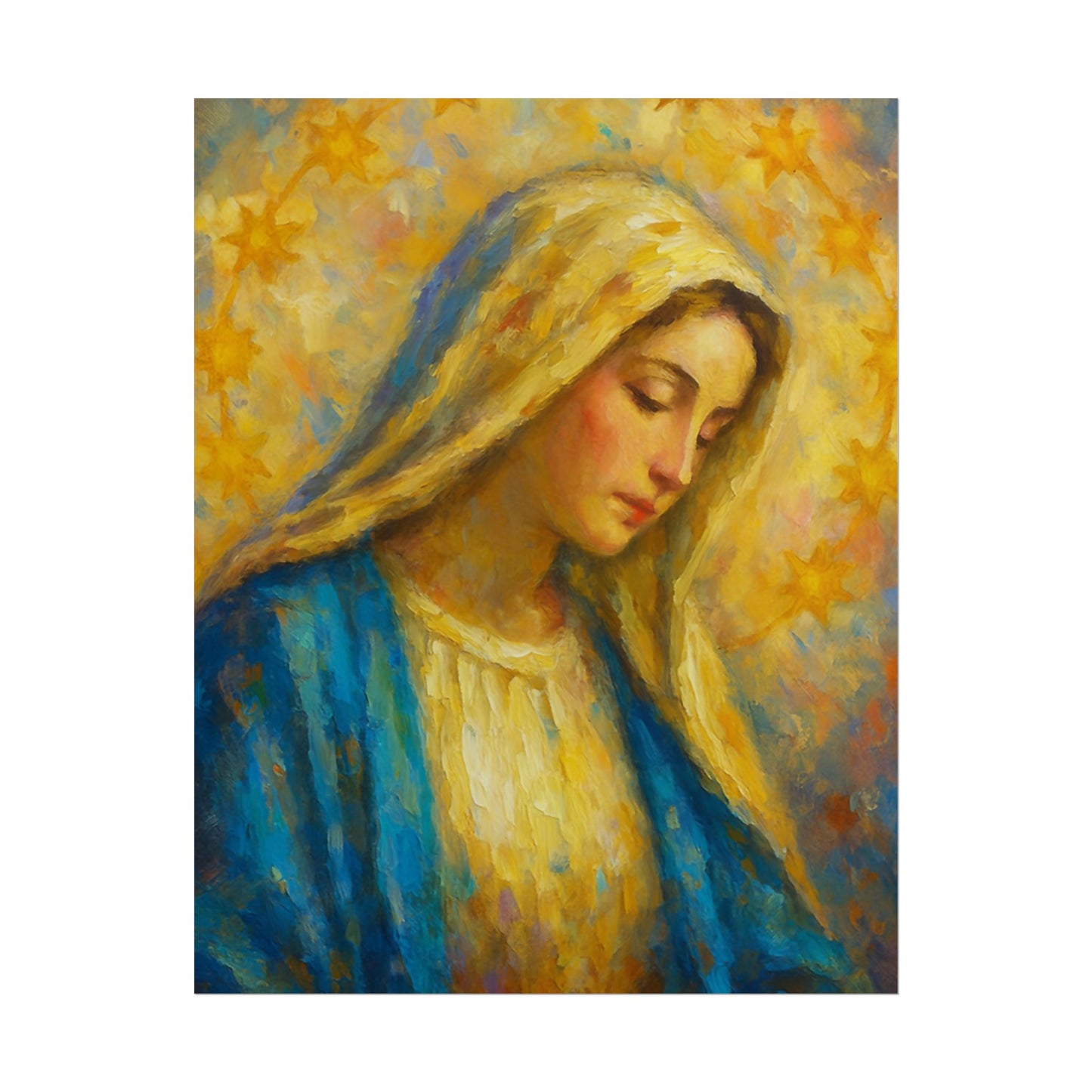 Virgin Mary Impressionist Art – Catholic Rolled Poster | 5x7, 8x10, 11x14, 16x20 Sizes