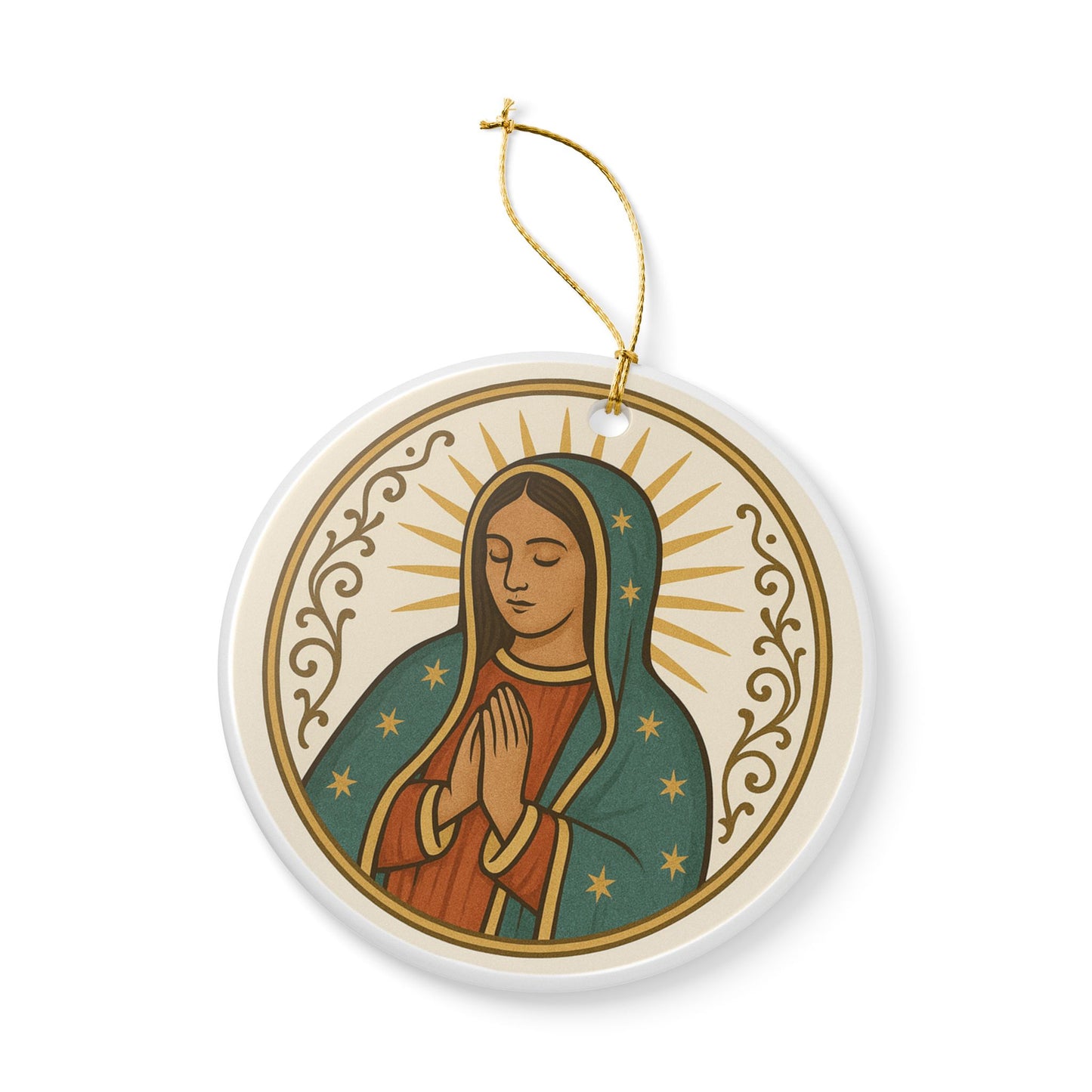 Our Lady of Guadalupe Ceramic Christmas Ornament (2-Sided)