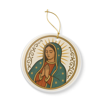 Our Lady of Guadalupe Ceramic Christmas Ornament (2-Sided)