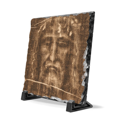 Religious Slate Plaque - Shroud of Turin Face of Jesus Desktop Devotional