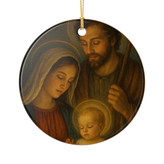 Nativity Holy Family Ceramic Christmas Ornament (2-Sided)