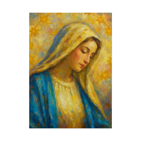 Virgin Mary Impressionist Art – Catholic Rolled Poster | 5x7, 8x10, 11x14, 16x20 Sizes
