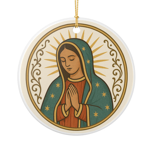 Our Lady of Guadalupe Ceramic Christmas Ornament (2-Sided)