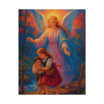 Guardian Angel Impressionist Art – Catholic Rolled Poster | 5x7, 8x10, 11x14, 16x20 Sizes