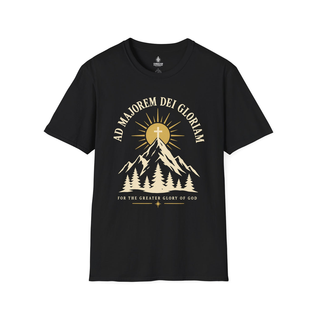 Christian Mountain T-Shirt — "Ad Majorem Dei Gloriam" Faith Graphic Tee