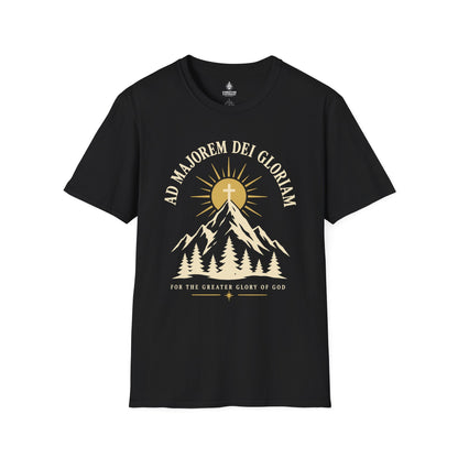 Christian Mountain T-Shirt — "Ad Majorem Dei Gloriam" Faith Graphic Tee