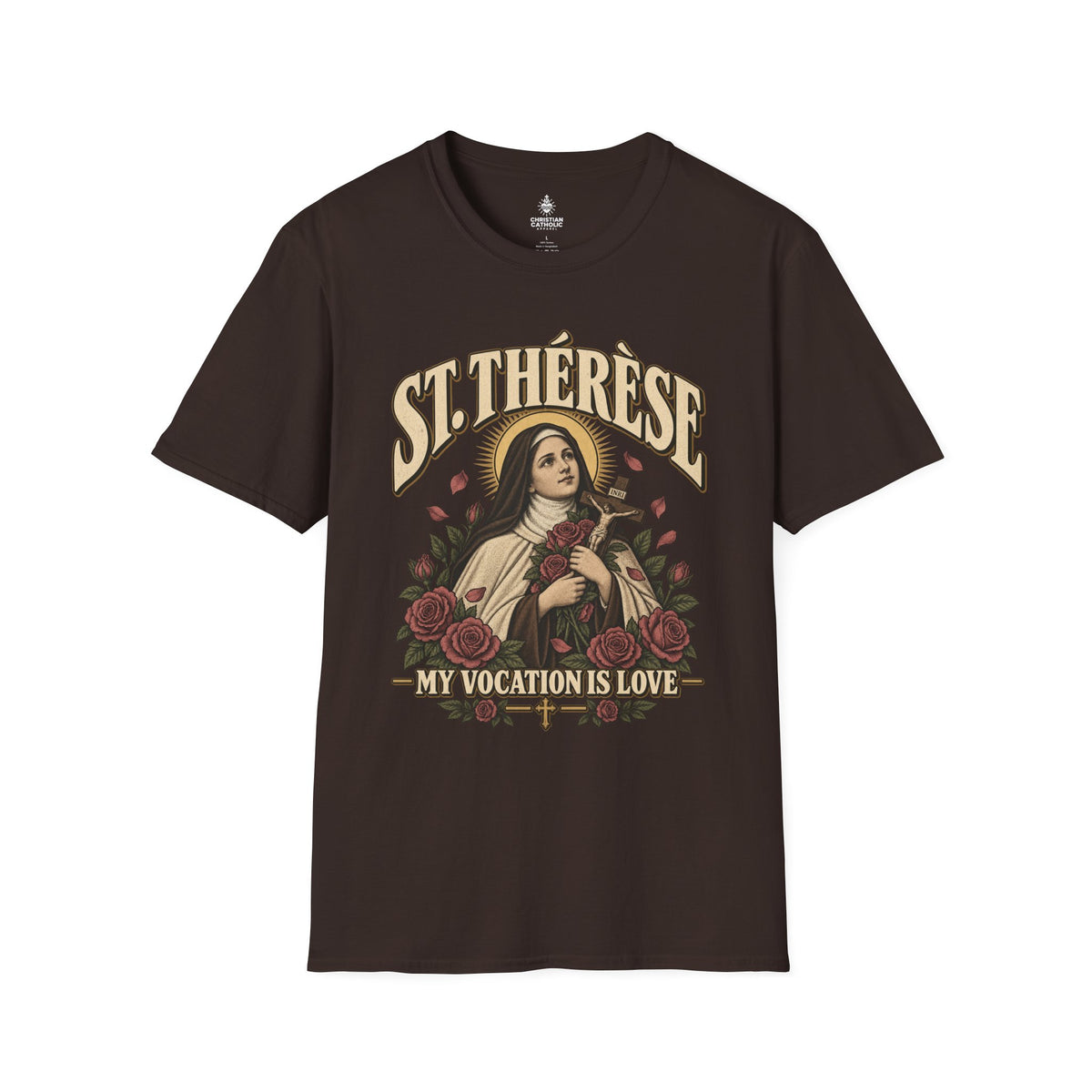 St. Thérèse T-Shirt — "My Vocation Is Love" Religious Devotion Tee