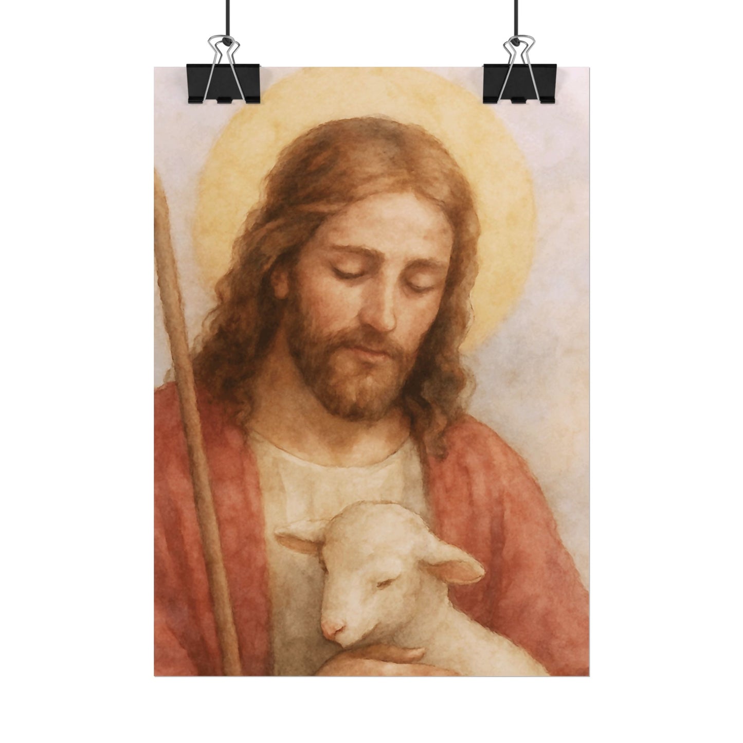 The Good Shepherd Watercolor Art – Catholic Rolled Poster | 5x7, 8x10, 11x14 Sizes