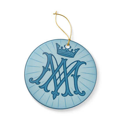 Marian Monogram Symbol Ceramic Christmas Ornament (2-Sided)