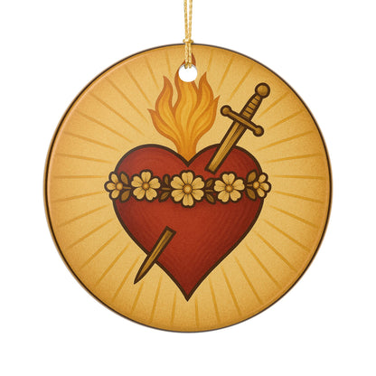 Immaculate Heart of Mary Ceramic Christmas Ornament (2-Sided)
