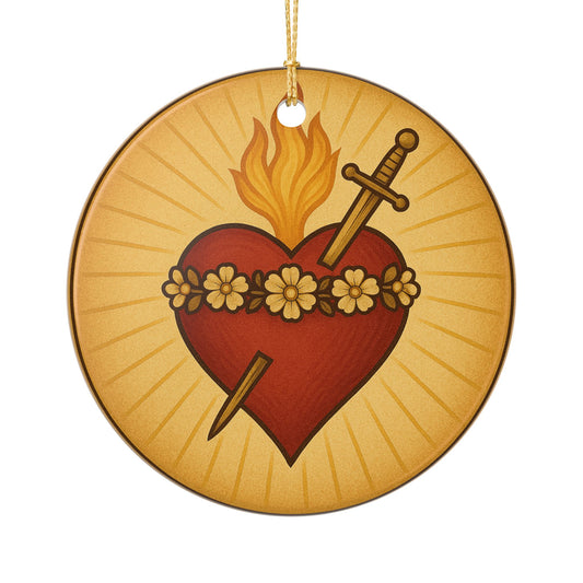 Immaculate Heart of Mary Ceramic Christmas Ornament (2-Sided)