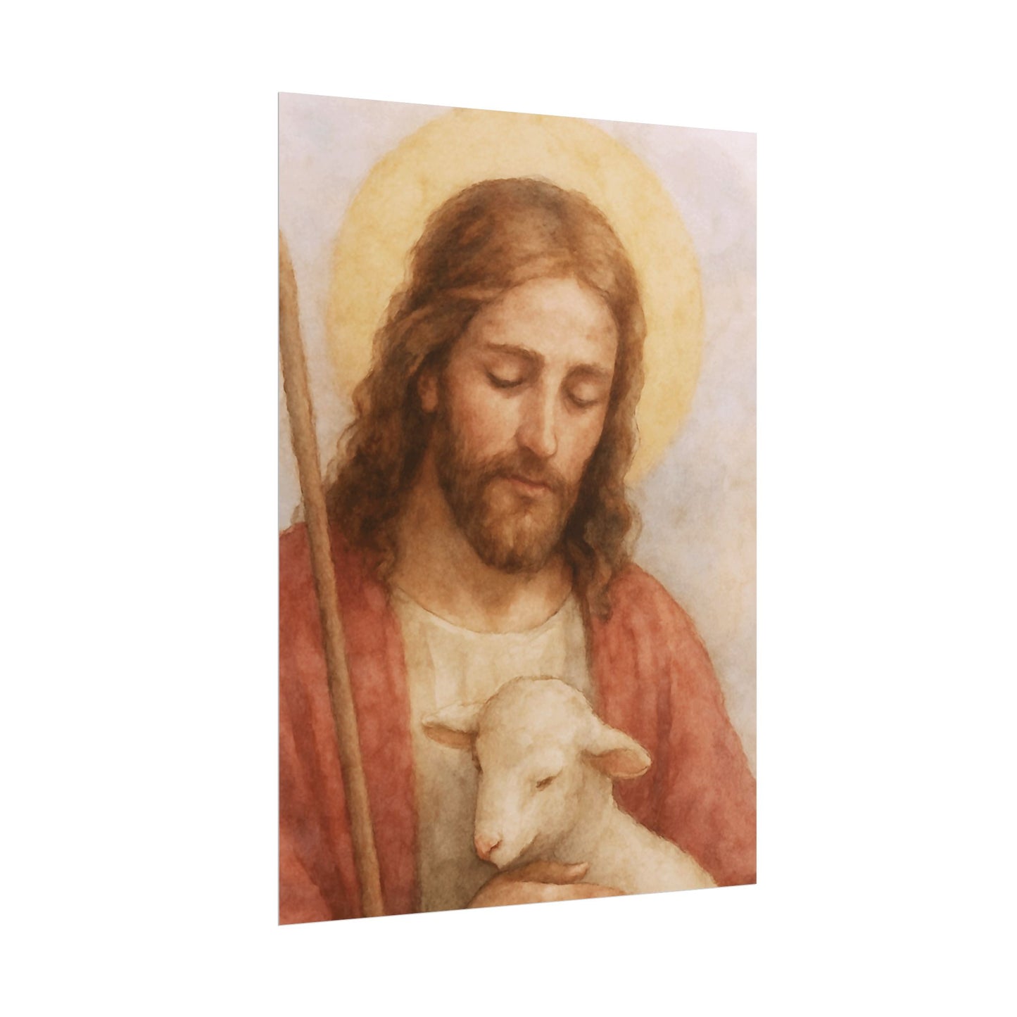 The Good Shepherd Watercolor Art – Catholic Rolled Poster | 5x7, 8x10, 11x14 Sizes