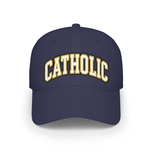 Catholic Embroidered Low Profile Baseball Cap — Navy Faith Hat
