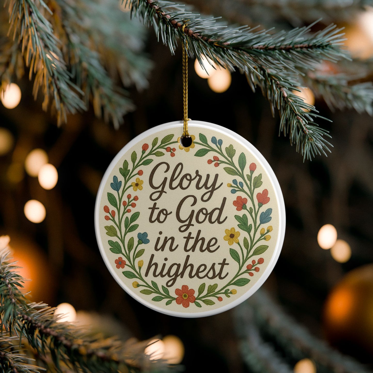 "Glory to God in the Highest" Ceramic Christmas Ornament (2-Sided)