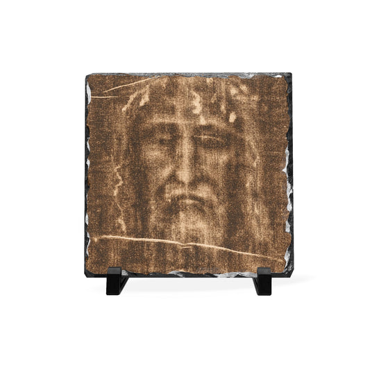Religious Slate Plaque - Shroud of Turin Face of Jesus Desktop Devotional
