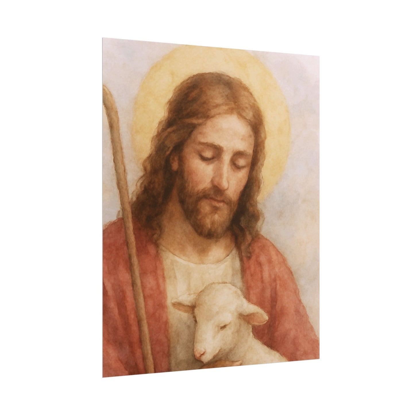 The Good Shepherd Watercolor Art – Catholic Rolled Poster | 5x7, 8x10, 11x14 Sizes