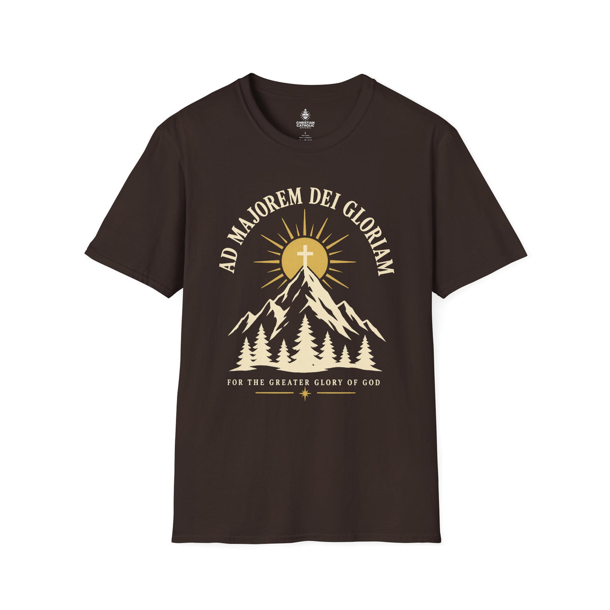 Christian Mountain T-Shirt — "Ad Majorem Dei Gloriam" Faith Graphic Tee