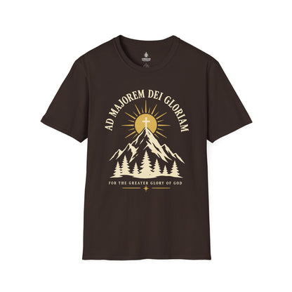 Christian Mountain T-Shirt — "Ad Majorem Dei Gloriam" Faith Graphic Tee