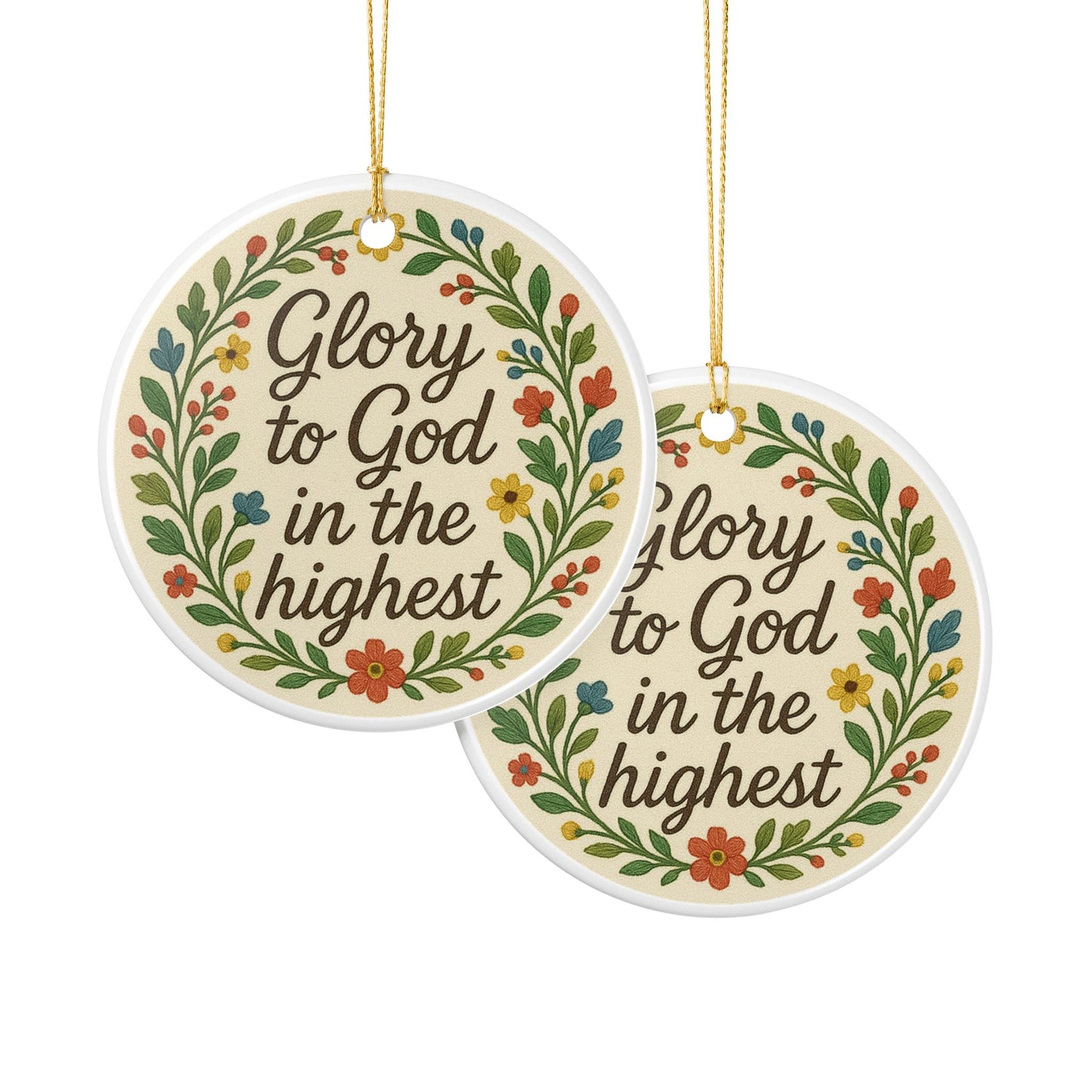 "Glory to God in the Highest" Ceramic Christmas Ornament (2-Sided)