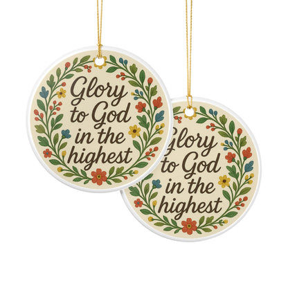 "Glory to God in the Highest" Ceramic Christmas Ornament (2-Sided)