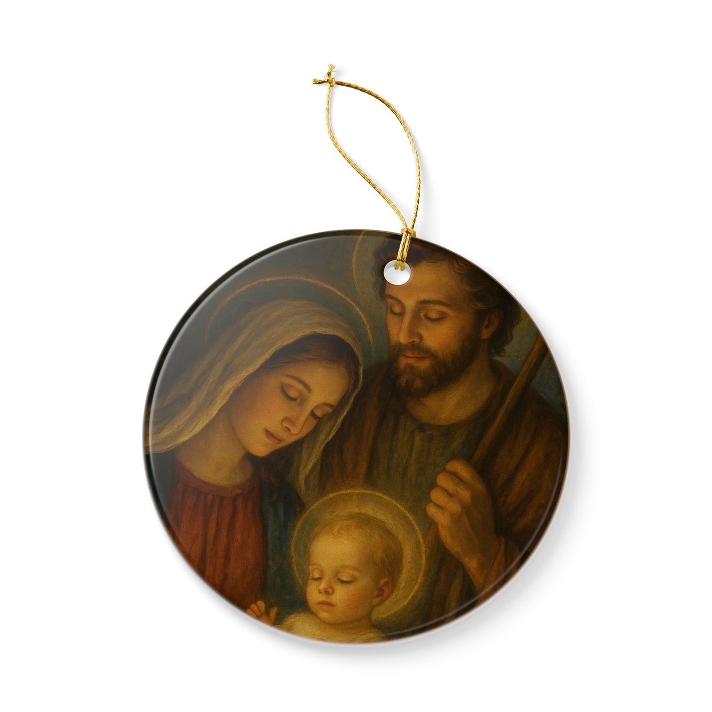 Nativity Holy Family Ceramic Christmas Ornament (2-Sided)