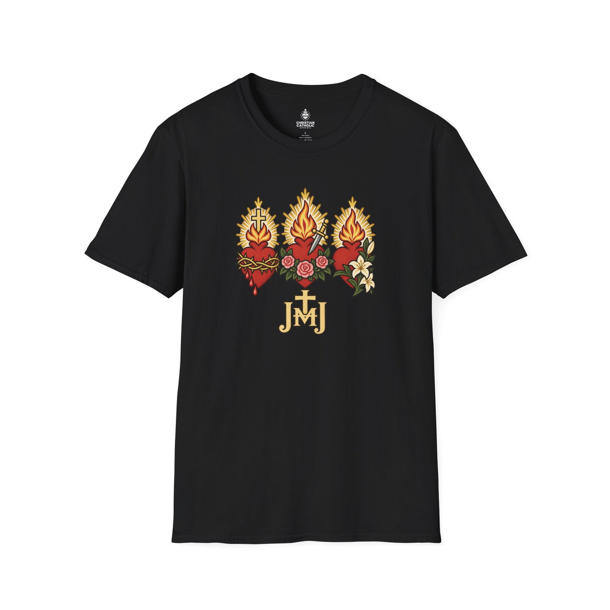 The Holy Hearts Tee — JMJ Devotional Christian T-Shirt