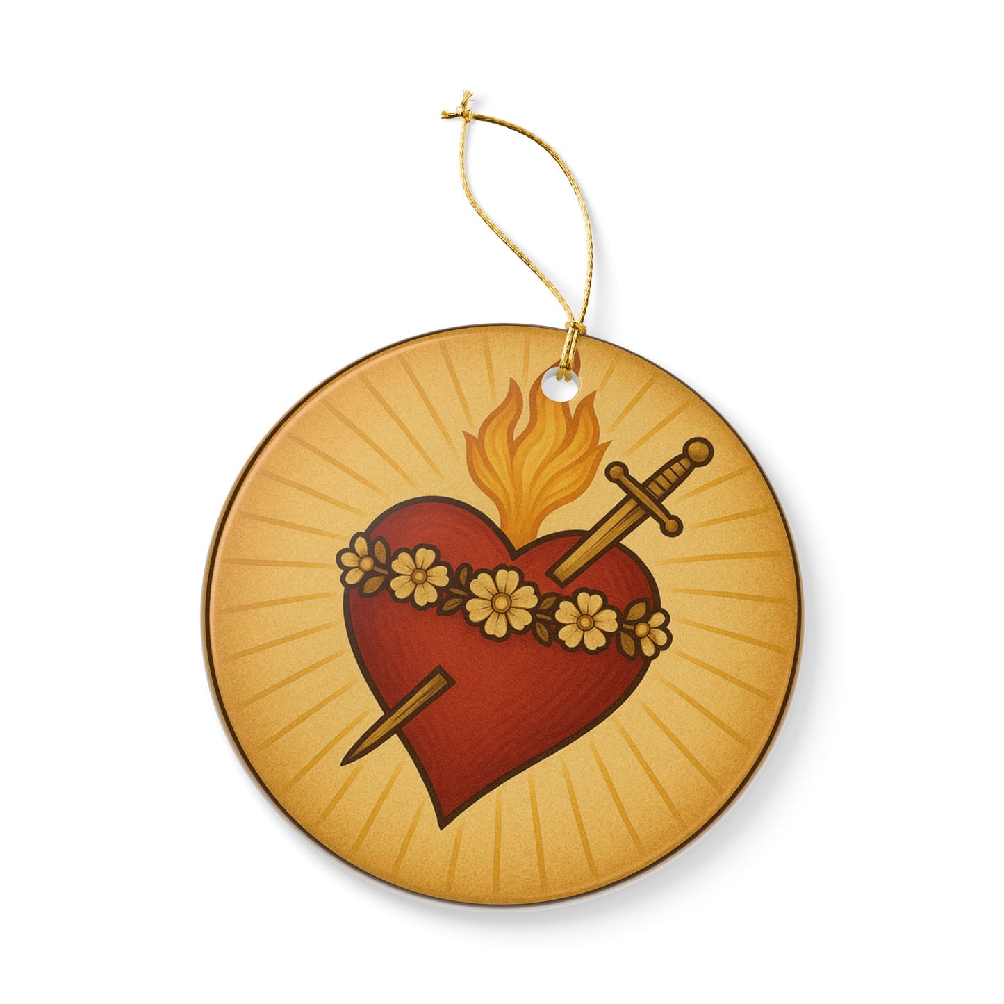 Immaculate Heart of Mary Ceramic Christmas Ornament (2-Sided)