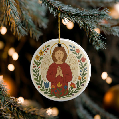 Guardian Angel Ceramic Christmas Ornament (2-Sided)