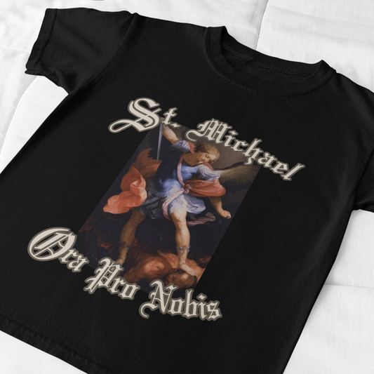 St. Michael Catholic T-Shirt – Religious Art Design – “Ora Pro Nobis”