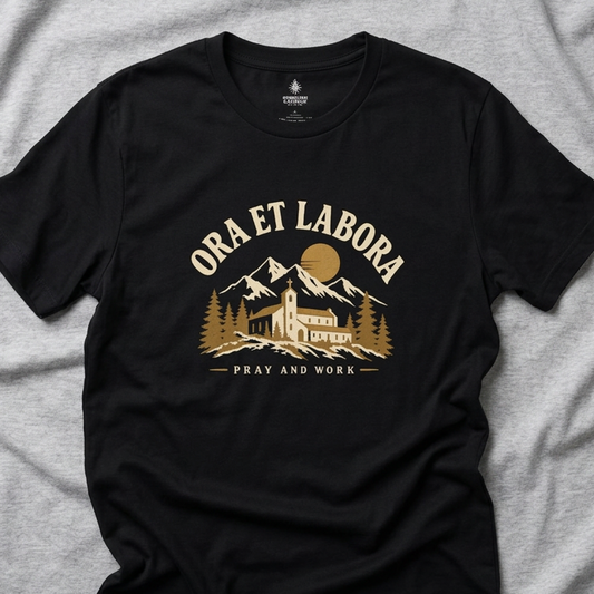Ora et Labora T-Shirt — "Pray & Work" Mountain Chapel Faith Tee