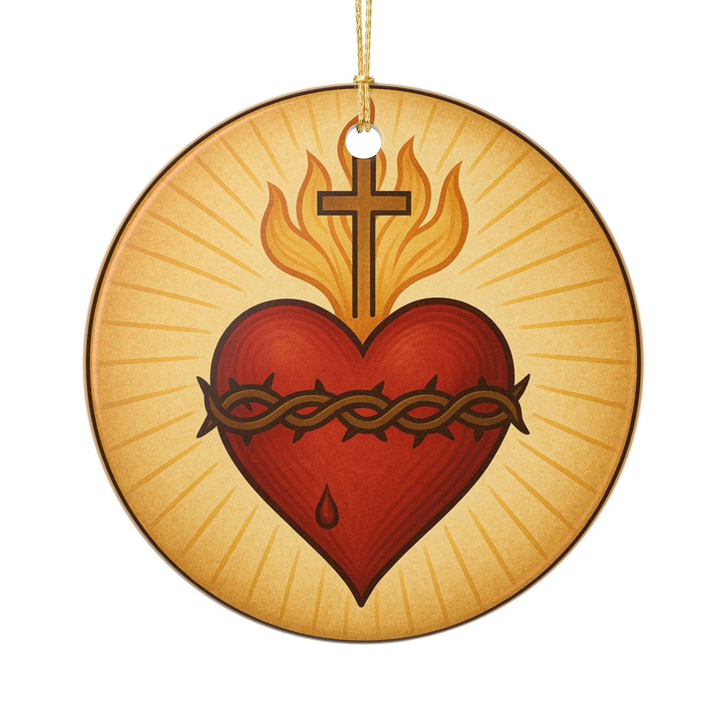 Sacred Heart of Jesus Ceramic Christmas Ornament (2-Sided)