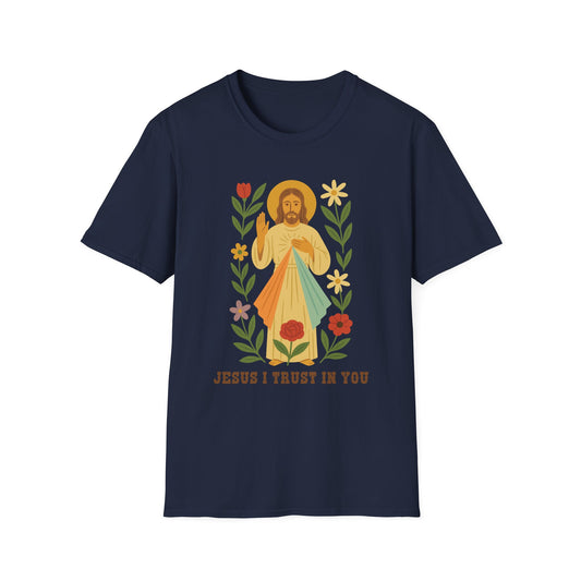 Divine Mercy Jesus I Trust In You Navy T-Shirt