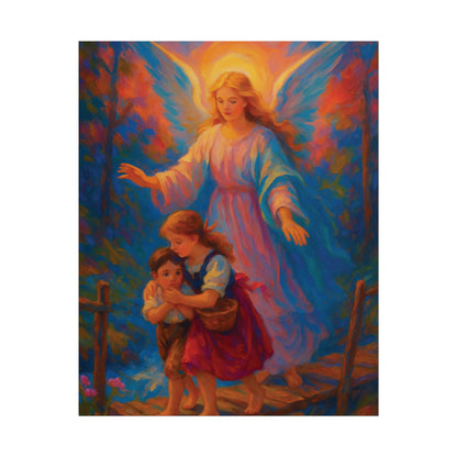 Guardian Angel Impressionist Art – Catholic Rolled Poster | 5x7, 8x10, 11x14, 16x20 Sizes