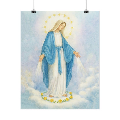 Our Lady of Grace Watercolor Art – Catholic Rolled Poster | 5x7, 8x10, 11x14, 16x20 Sizes