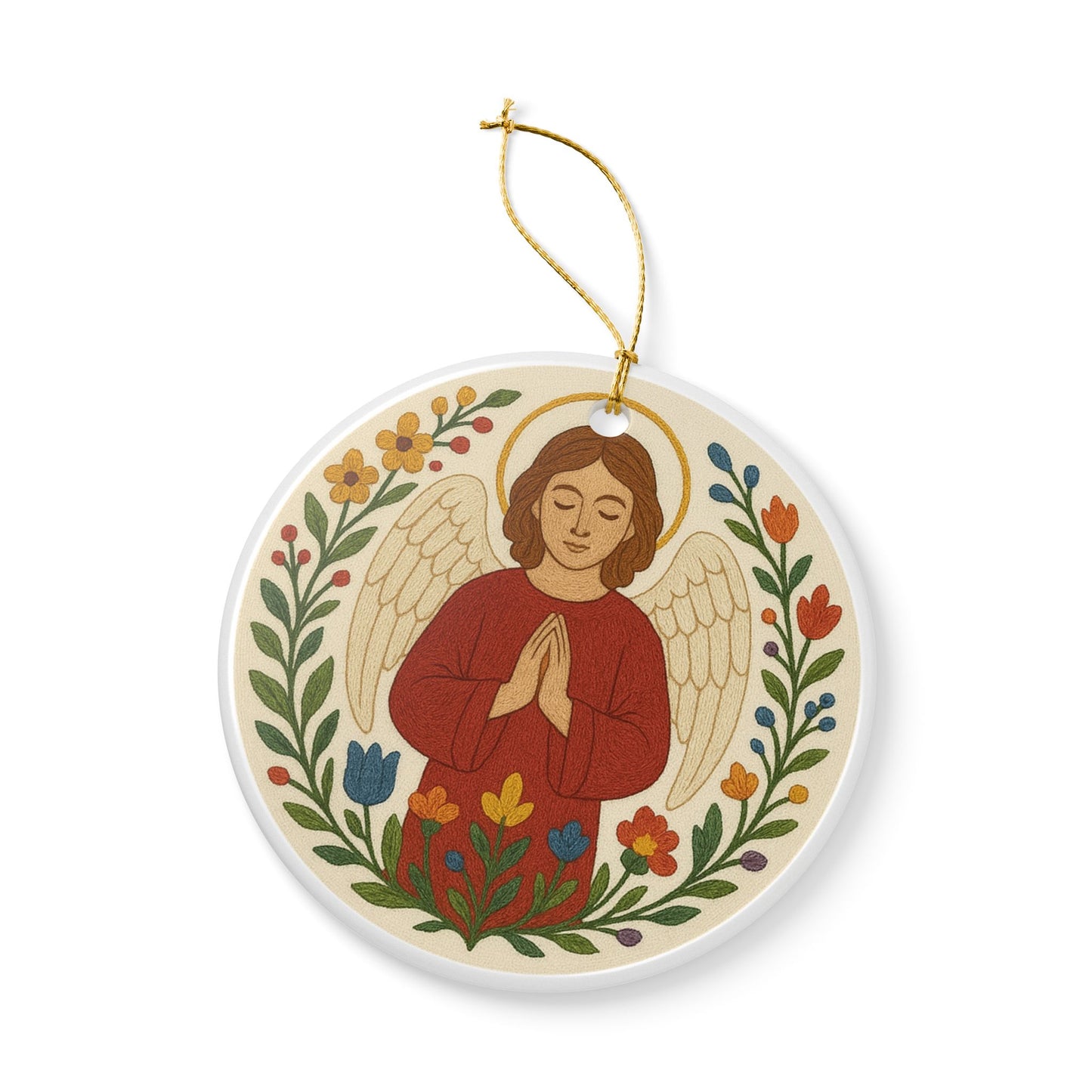 Guardian Angel Ceramic Christmas Ornament (2-Sided)