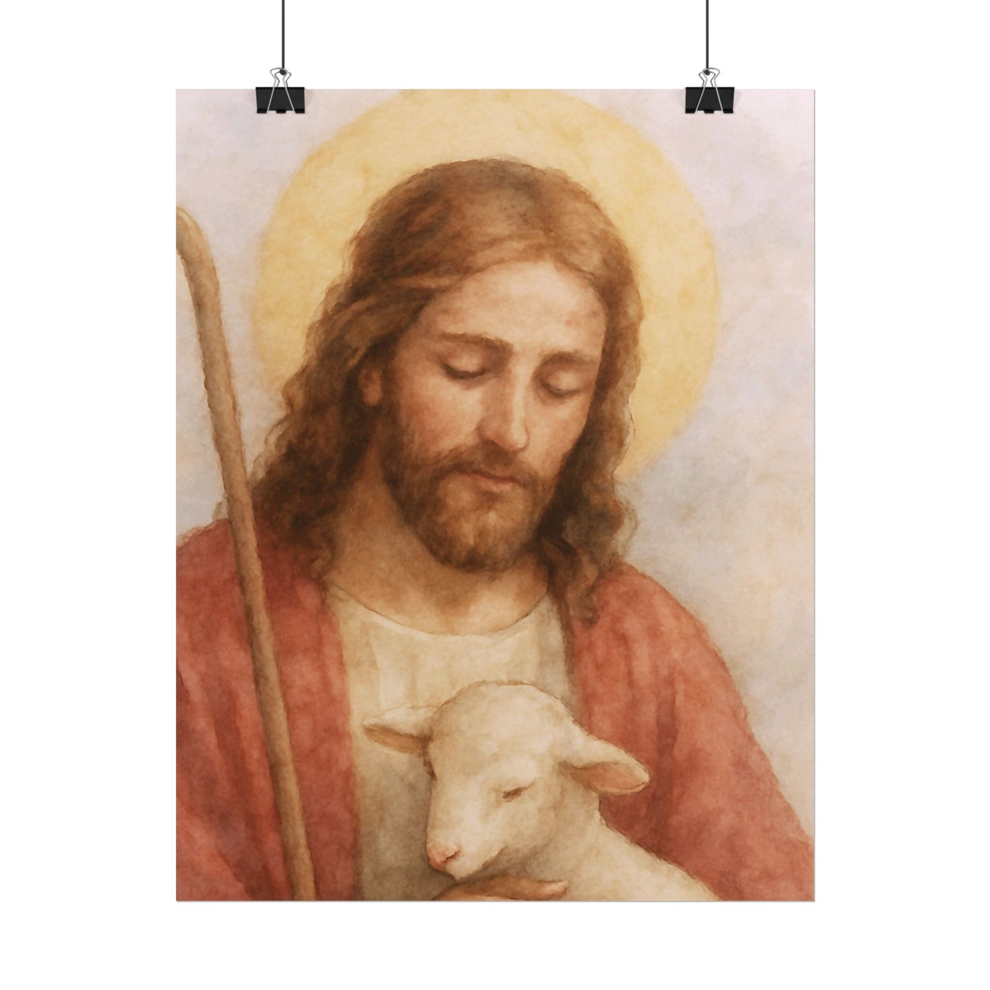The Good Shepherd Watercolor Art – Catholic Rolled Poster | 5x7, 8x10, 11x14 Sizes