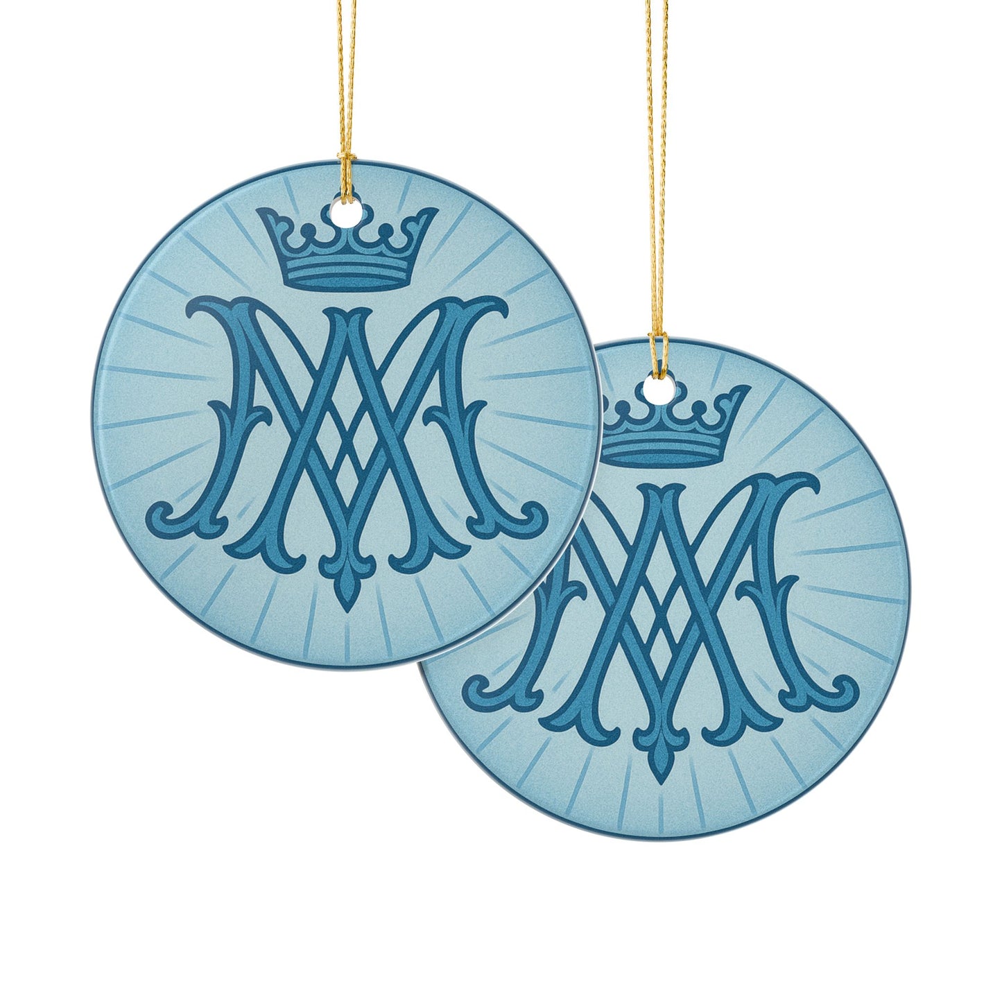 Marian Monogram Symbol Ceramic Christmas Ornament (2-Sided)