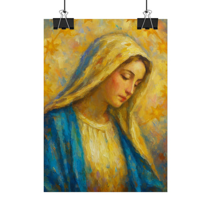 Virgin Mary Impressionist Art – Catholic Rolled Poster | 5x7, 8x10, 11x14, 16x20 Sizes