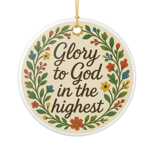 "Glory to God in the Highest" Ceramic Christmas Ornament (2-Sided)