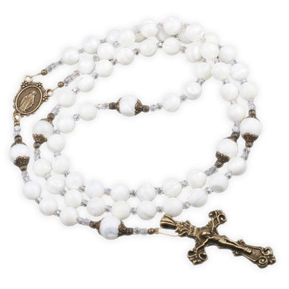 Mother of Pearl Rosary for Men and Women, White Rosary
